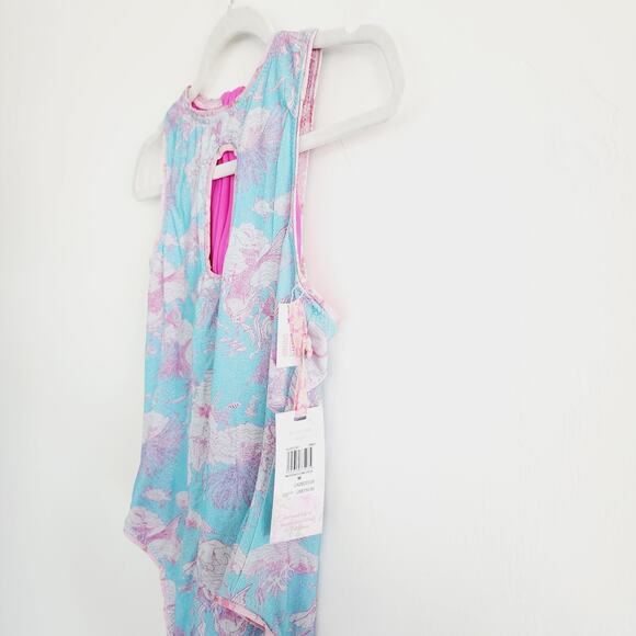 LoveShackFancy x Hurley Reversible Floral Blue & Pink One-Piece Swimsuit Medium - Picture 10 of 14